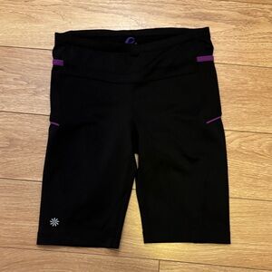 Athleta Black Bike Shorts with Purple Accents